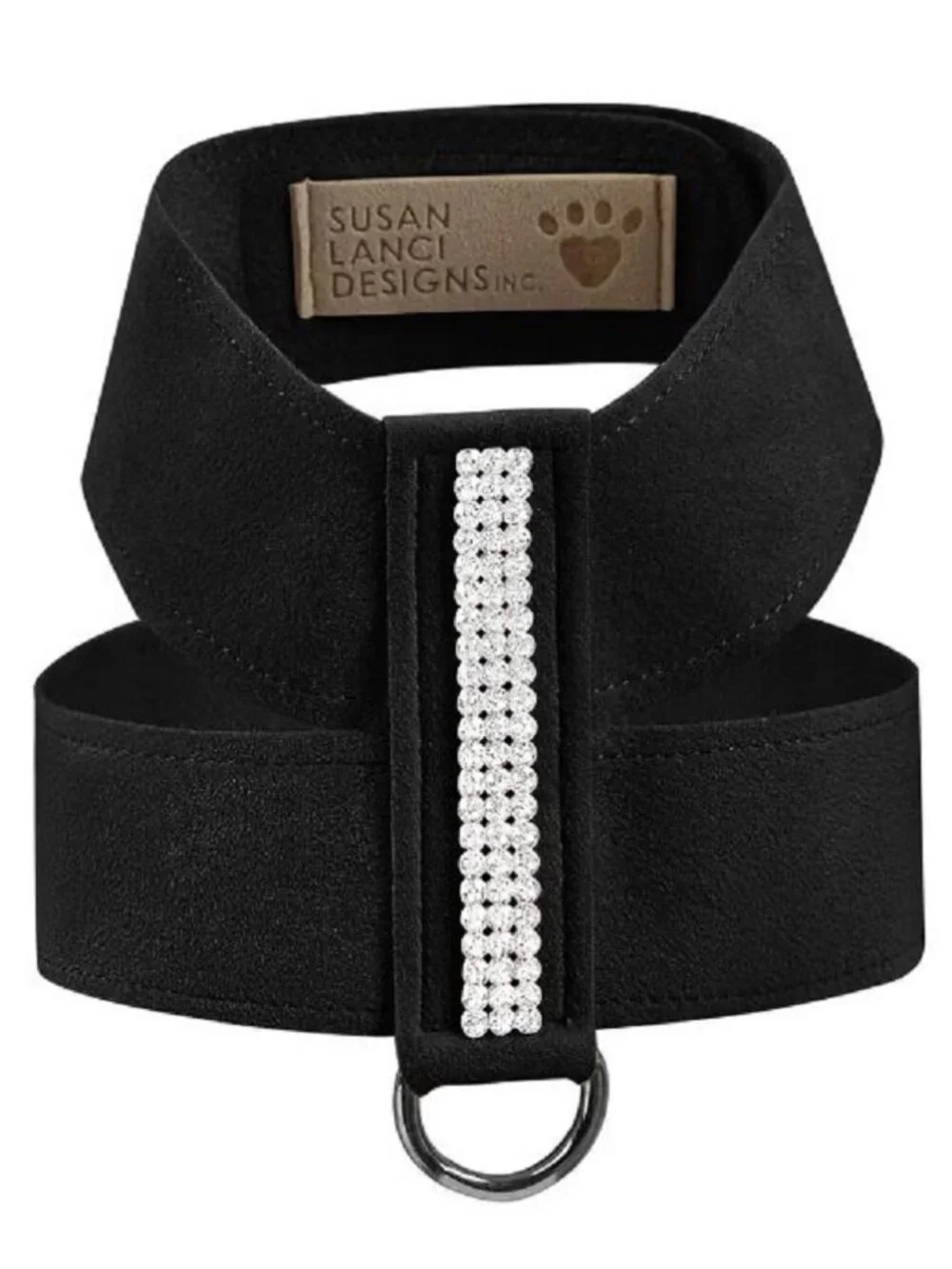 Size M Black Giltmore 3 Row Swarovski Crystal Ultrasuede Harness